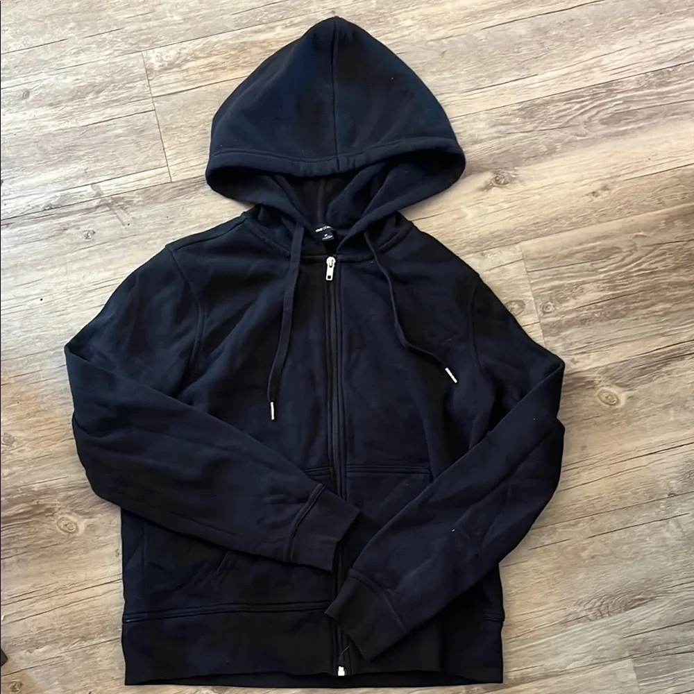 Men's Black Zip-Up Hoodie - Lightweight Everyday Pullover